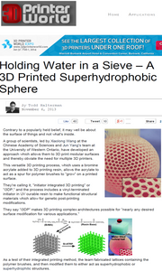Media Report: Holding Water in a Sieve – A 3D Printed Superhydrophobic Sphere