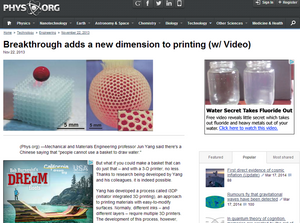 Media report: Breakthrough adds a new dimension to printing (w/ Video)